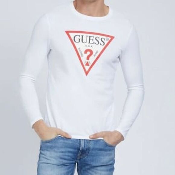 GUESS Triangle Logo Slim Fit Long Sleeve Shirt Men’s Medium - Picture 5 of 6